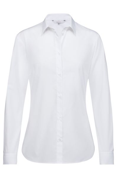 Damen-Bluse weiß mit Kentkragen regular fit Langarm | GREIFF Basic 6594