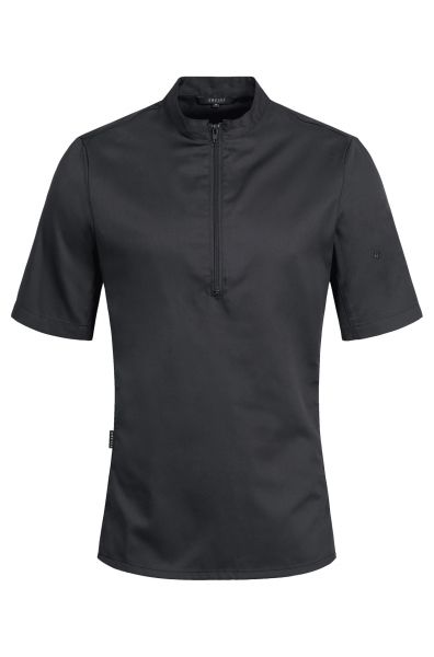 Herren Kochshirt schwarz mit Jerseyeinsatz slim fit | GREIFF Premium 5574