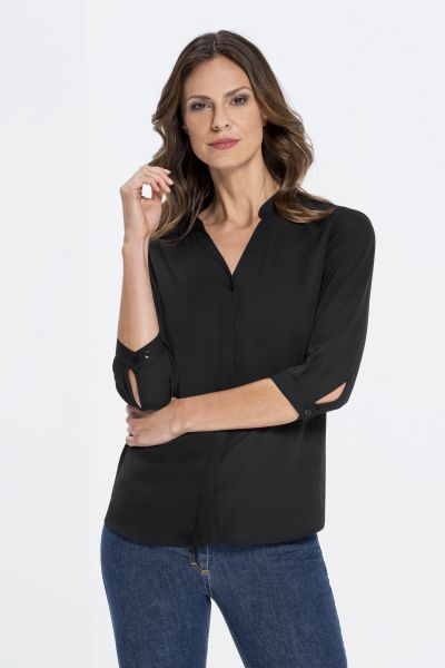 3/4-Arm Damen Chiffon Bluse mit V-Ausschnitt regular fit | GREIFF Shirts 6586