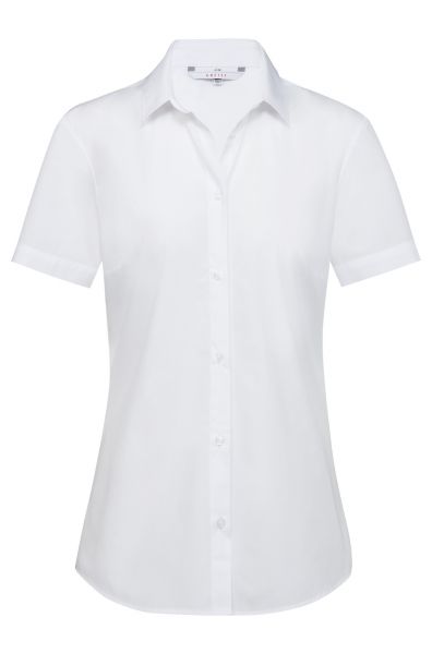Damen-Bluse weiß mit Kentkragen regular fit Kurzarm | GREIFF Basic 6599
