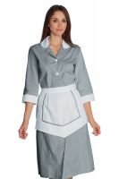 Modernes Zimmermädchenkleid Hauskleid Lipari grau/weiß 3/4-Arm | isacco 007361